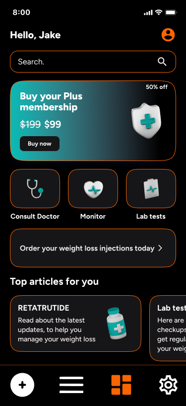 Alluvi app home screen